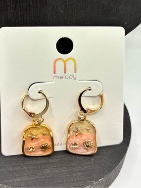Melody Ocean Themed Earrings-Gold & Pink